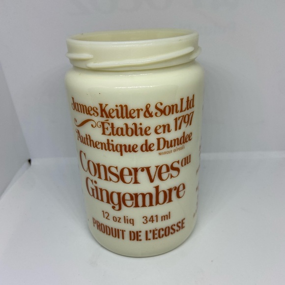 Vintage James Keiller & Son Ltd. Ginger Preserve Jar Crock Dundee Milk Glass - Picture 3 of 9